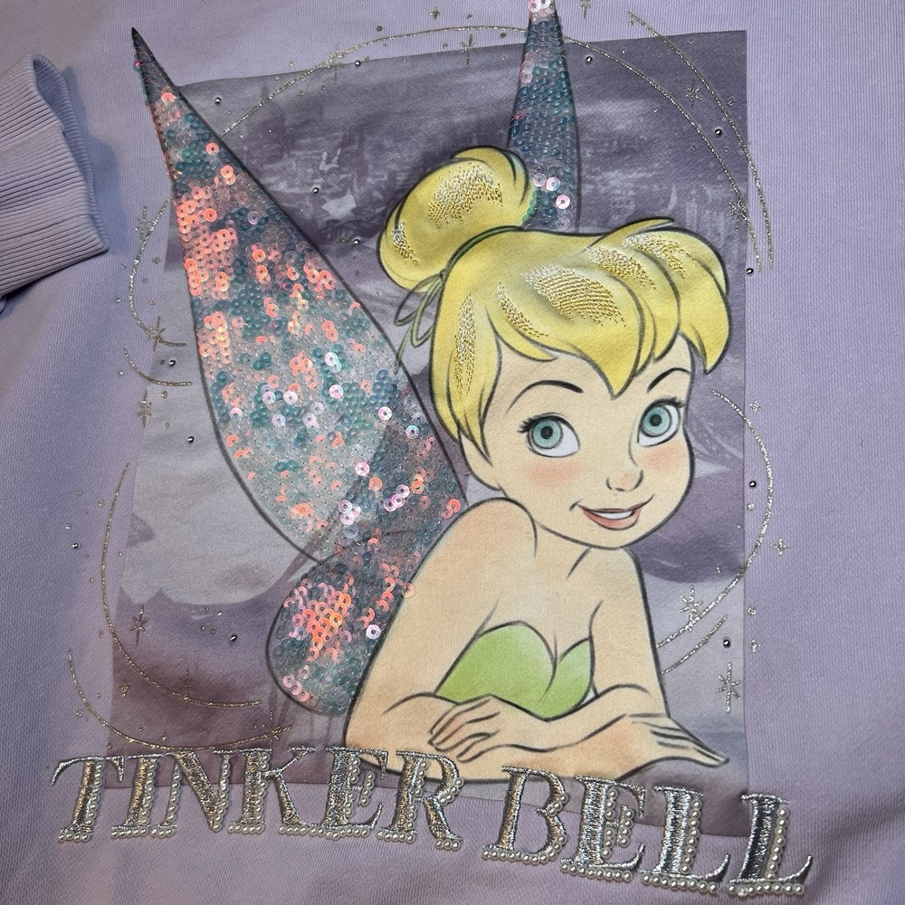 Disney Store ONLY Tinker Bell Tokyo  Japan Peter Pan Sweatshirt Asian Market Med - Picture 2 of 11